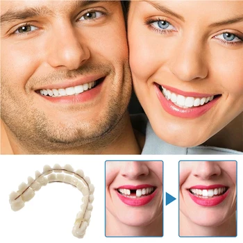 1 Комплект Вставных зубов из смолы, Отбеливающие Зубные протезы, Временные Поддельные Верхние Нижние Зубные виниры, Dentadura Postiza Completa