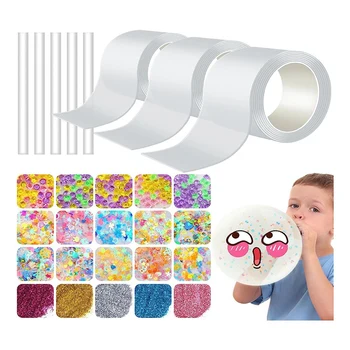 1 комплект Нано-ленты Bubble Kit, Нано-лента Bubble Kit для детей, девочек, мальчиков, 3 рулона прозрачной красочной Нано-ленты белого цвета
