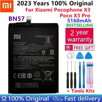100% Оригинальный аккумулятор Xiao mi BN57 емкостью 5060 мАч для телефона Xiaomi Pocophone X3 Poco X3 Pro, сменные батарейки