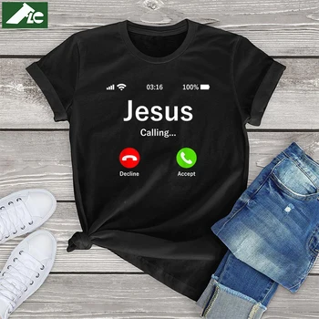 100 Хлопок забавная футболка с Иисусом для женщин и девочек, христианские топы, одежда унисекс, рубашки 