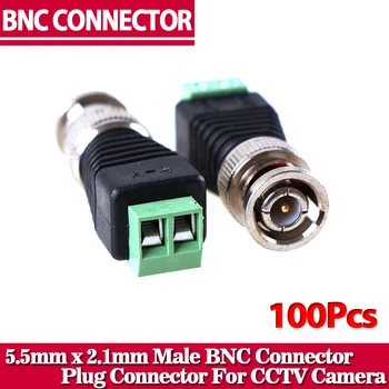 100шт Мини-коаксиальный разъем CAT5 Male BNC для подключения камеры видеонаблюдения BNC Video Balun Connector Adapter