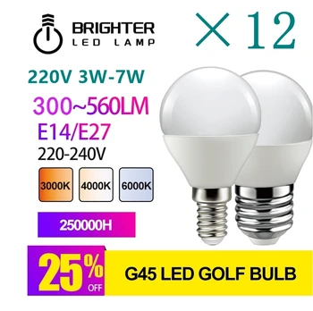 12 Шт. прямая продажа с фабрики светодиодная лампа G45 220 В 3 Вт-7 Вт высокая эффективность освещения без мерцания для кухонной люстры светильник для туалета