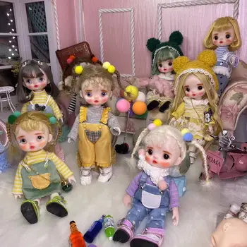 16 см Кукла с Париком, милая Мини-кукла BJD, Ручная Косметика для лица, Куклы с Большими глазами, игрушки Bjd, Подарки для Девочек, Ручная Косметичка, Игрушка
