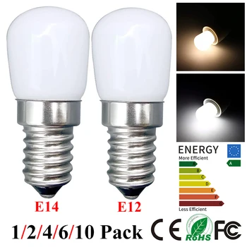 2 Вт E14/E12 Светодиодная лампа для холодильника переменного тока 220 В/110 В, Кукурузная лампа для холодильника, светодиодная лампа Белого/теплого белого цвета SMD2835, замена галогенной лампы D30