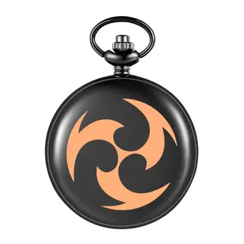2021 Аниме Genshin Impact Классические Черные Кварцевые Карманные Часы Seven Elements Простые Часы Ожерелье Карманные Часы Мужские Женские Подарки