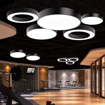 2021 Новая светодиодная Сверхпрочная Круглая Черно-белая Люстра, Освещение Lamparas Lustre De Techo, Подвесной светильник Lampen для офиса