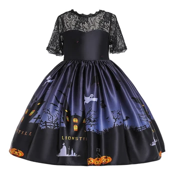 2021 г., платья для девочек, костюм на Хэллоуин для девочек, Праздничное платье, Детский вампир, тыква, ведьма, Косплей Принцессы, Рождественская детская одежда