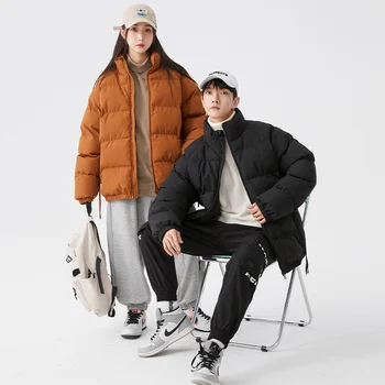 2022 Новая мужская зимняя утолщенная теплая хлопковая куртка для пары, Корейская мода, подросток, студент, Красивое Свободное Универсальное хлопковое пальто