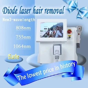 2023 Безболезненная лазерная эпиляция с постоянным удалением волос и охлаждением трехволновым диодным лазером 808 НМ