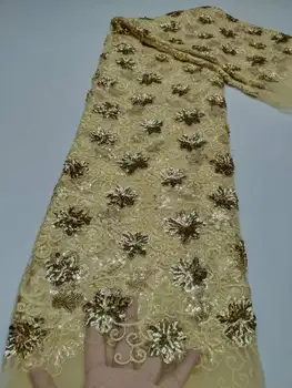 2023 Высококачественная Роскошная французская тюлевая Кружевная ткань с пайетками, Африканская Кружевная ткань с пайетками для Пошива свадебного платья в Нигерии