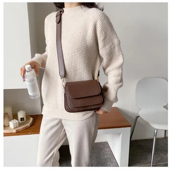 2023 Новая Простая Маленькая Квадратная сумка, Женские сумки через плечо для женщин, сумка через плечо из искусственной кожи, Корейская Модная Женская сумка с широким ремешком