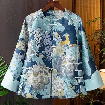 2023 новое традиционное пальто hanfu в китайском стиле, традиционные танкостюмы с длинными рукавами, блузка, женские ретро жаккардовые танкостюмы, пальто