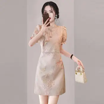 2023 новый китайский стиль, элегантная юбка для похудения, улучшенная элегантная юбка трапециевидной формы, элегантная одежда, изящное вечернее платье qipao lady