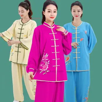 2023 традиционная китайская форма тайчи ушу, одежда для занятий кунг-фу, национальная цветочная вышивка, костюм для боевых искусств винчунь