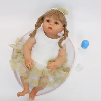 24-Дюймовая кукла-возрождение, Имитация Детской мягкой резины, Милая плетеная кукла, Виниловая детская игрушка, подарок на День рождения, Горячая распродажа