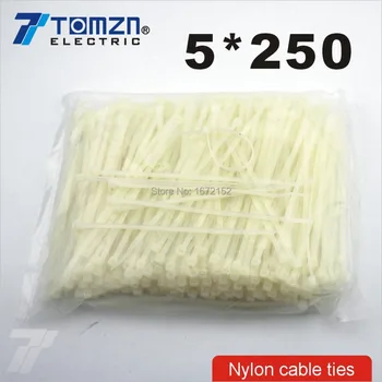 250 штук нейлоновых кабельных стяжек 5 мм * 250 мм