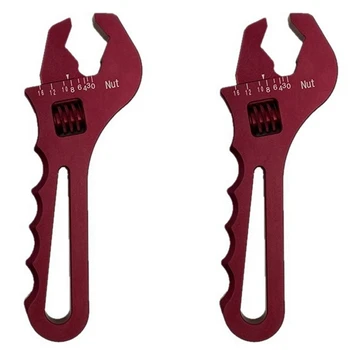 2X Разводной ключ, гаечный ключ, Алюминиевый ключ для установки шланга, Алюминиевый гаечный ключ AN3-AN16 - Красный