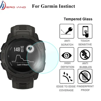 2шт Полноэкранная защитная пленка для Garmin Instinct Watch HD 9H 2.5D Закаленное защитное стекло Взрывозащищенная пленка против царапин