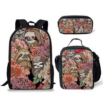3 шт./компл., милый рюкзак с принтом ленивца в стиле Каваи, школьная сумка для мальчиков и девочек, сумка для ланча, сумка для ручек, рюкзак для ежедневного хранения для подростков