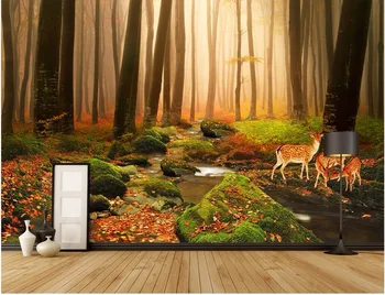 3d обои на заказ фото нетканая настенная картина первобытные лесные ручьи олень украшение картина комната обои для стен 3d