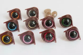 40 шт./лот---10 мм разноцветные игрушечные глазки с коричневым веком с шайбой