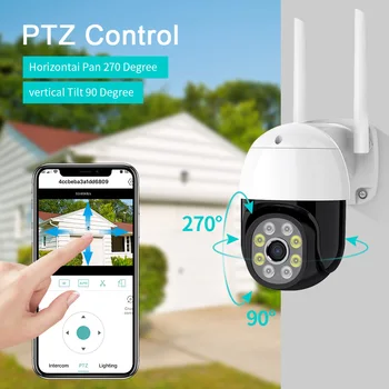 5-мегапиксельная PTZ WiFi IP-камера AI, обнаружение человека, Цветное Ночное видение, Аудио-Видеонаблюдение, Беспроводные наружные камеры видеонаблюдения