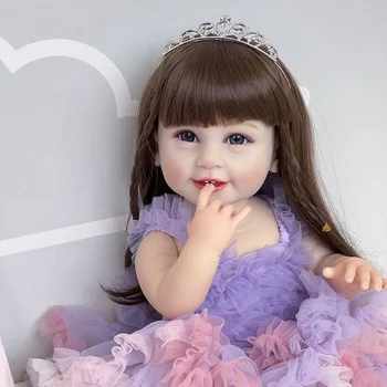 55 см Реалистичная кукла Reborn Toddler Gilr, Силиконовая кукла для всего тела, мягкая на Ощупь, ручная работа, 3D-кожа, многослойная кукла для рисования