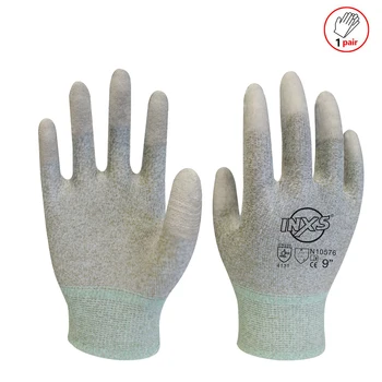 6 пар рабочих перчаток из карбонизированного волокна с защитным покрытием из полиуретана, антистатические пылезащитные рабочие перчатки с покрытием ладоней CE EN388