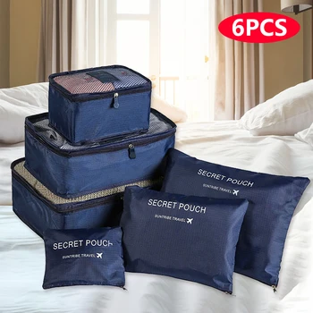 6 штук портативных упаковочных кубиков для багажа Портативный Органайзер для багажа Набор Органайзеров Для Чемодана Чехол Для Обуви Упаковочный Кубик Сумка