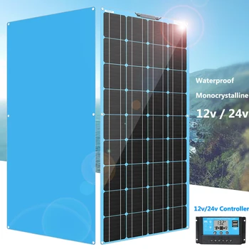 600 Вт 450 Вт 300 Вт 150 Вт комплект солнечных панелей 12 В 24 В зарядное устройство гибкая солнечная система для дома автомобиля RV camper крыша лодки водонепроницаемый