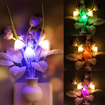 7 Цветов Светодиодный Ночник EU US Plug Индукционный Светильник Dream Mushroom, Прикроватная лампа для спальни, светодиодный настенный светильник 110-220 В, Домашний декор