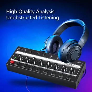 8-канальный Усилитель для наушников Аудио Стерео/Моно Усилитель для записи музыкального микшера Ультракомпактный усилитель звука HA800S