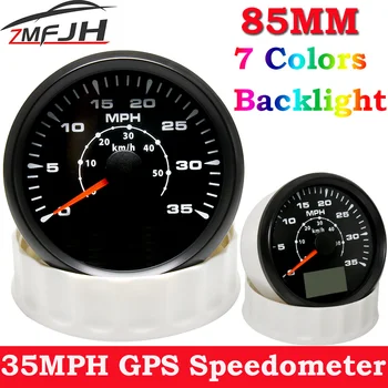 85 ММ GPS Спидометр Для Мотоцикла Морская Лодка 7 Цветов Подсветки 35 миль В час 80 миль В час Лодка Автомобиль Грузовик Измеритель скорости С GPS Антенной
