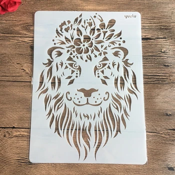 A4 29 * 21 см креативное животное лев DIY трафарет настенная живопись альбом для вырезок раскраска фотоальбом декоративная бумажная открытка шаблон