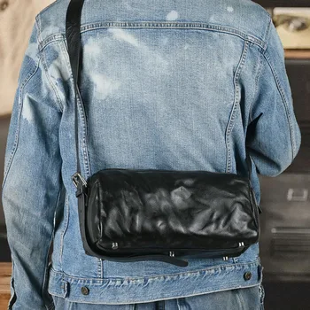 AETOO сумка через плечо из кожи растительного дубления, мужская сумка на одно плечо, мужская уличная трендовая сумка на одно плечо, большая вместительная сумка-кроссбоди