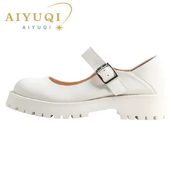 AIYUQI/Женская обувь на толстой подошве; Коллекция 2023 года; Летние Новые Туфли Мэри Джейн из натуральной кожи; Женская Модная Обувь в стиле Ретро для студенток
