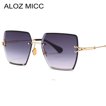 ALOZ MICC, Женские Солнцезащитные очки в большой оправе, Мужские Солнцезащитные очки 2018, Роскошные Брендовые Дизайнерские Металлические Очки без оправы в стиле Ретро, женские UV400 Q550