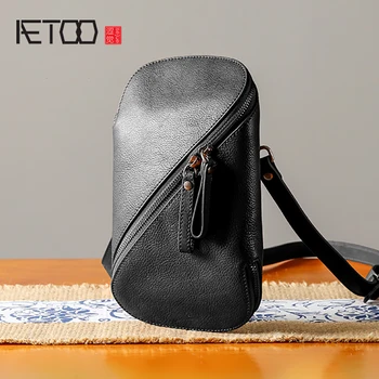 Aetoo Кожаная нагрудная сумка ручной работы, мужская повседневная мини-сумка с косым крестом, маленькая сумка в стиле ретро, мужская сумка через плечо из воловьей кожи