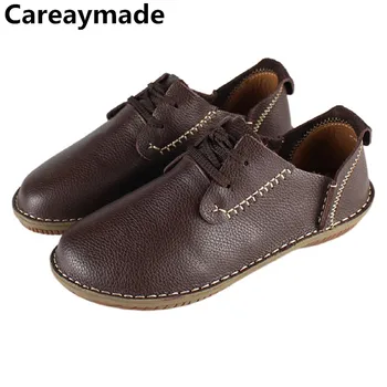 Careaymade-Женская обувь из натуральной кожи, Туфли на плоской подошве ручной работы, женская обувь mori girl в стиле ретро, Мужская модная повседневная обувь