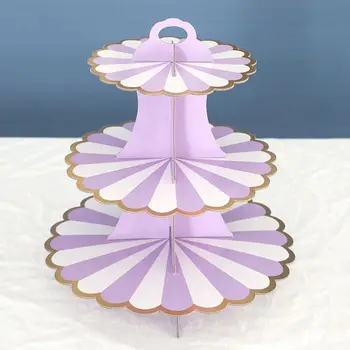 Celebraiton 3-слойные подставки для торта разного размера Одноразовые круглые фиолетовые бумажные инструменты для торта