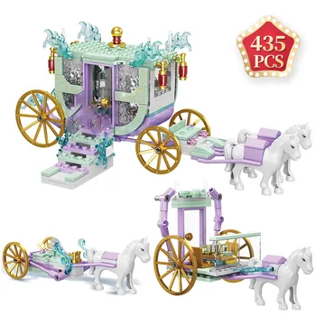 Disney Frozen, Карета принцессы Анны Эльзы, лошадь, набор строительных блоков, Кирпичи, классическая модель фильма, игрушки для девочек, детский подарок