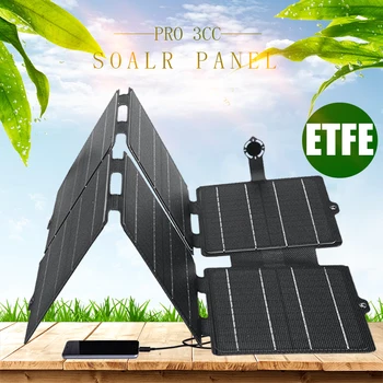 ETFE Складные солнечные панели Высокой мощности 60 Вт Водонепроницаемые с двойным USB-зарядным устройством 5 В для телефона, кемпинга, Пешего туризма