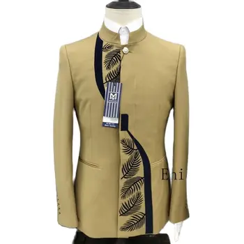 Ehioe 2023 Модная Новая Мужская Повседневная Бутик-Туника в Китайском стиле с воротником-стойкой, Дизайнерский Костюм, комплект из 2 предметов (куртка, брюки)