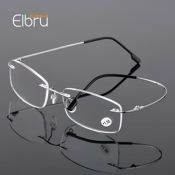 Elbru Сверхлегкие Титановые Очки для чтения без оправы с эффектом памяти TR90, Мужские и женские Очки для дальнозоркости +1.0 +1.5 +2.0 до + 3,5 + 4,0