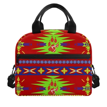 FORUDESIGNS/ Дизайн с геометрическим племенным рисунком, Женская термосумка для ланча, легкая изоляция, Стильные эстетичные сумки для ланча