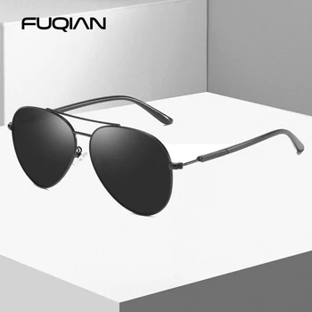 FUQIAN/ Новые стильные поляризованные солнцезащитные очки для мужчин и женщин, модные металлические солнцезащитные очки-пилоты, мужские ультралегкие солнцезащитные очки TR90 для вождения UV400