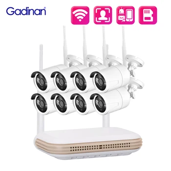 Gadinan 8CH CCTV Система Камер Безопасности 3MP HD Аудио Веб-камера H.265 Комплект Видеонаблюдения Наружная 2,4 G/WiFi IP-камера POE NVR Комплект