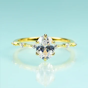 Gem's Beauty 14K Позолоченное обручальное кольцо из стерлингового серебра 925 пробы с белым цирконом Обручальное кольцо Бутик ювелирных изделий Для женщин Лучший подарок