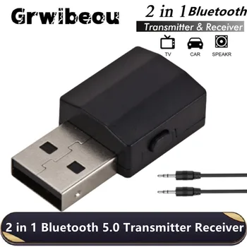 Grwibeou USB Bluetooth 5,0 Адаптер 2 В 1 Беспроводной Аудиопередатчик-приемник с разъемом 3,5 мм AUX Для телевизора, ПК, наушников, домашнего Автомобиля