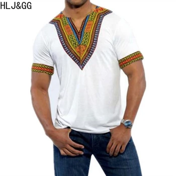 HLJ & GG Летнее Приталенное Африканское Платье с коротким рукавом, Футболки для Мужчин, Мужская Уличная Одежда, Модная футболка в Африканском стиле Дашики